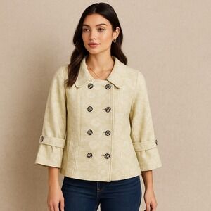 Bob Mackie Studio Brocade Jacket‎ 16 Metallic Button Front Dressy Evening Coat